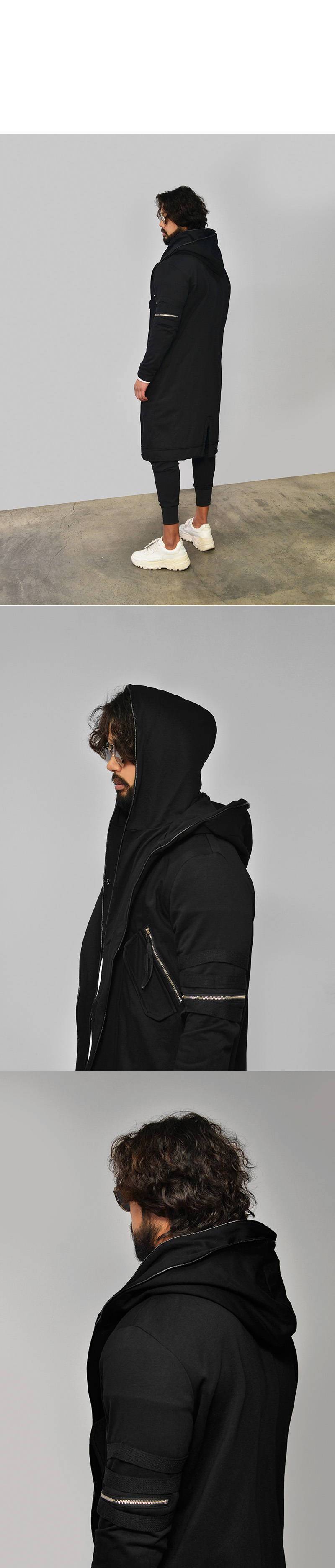 【関税・送料込】Avant-garde big hooded long jacket - 391 Avant Garde Dark Edge Mens Double Hood Long Piping Biker
